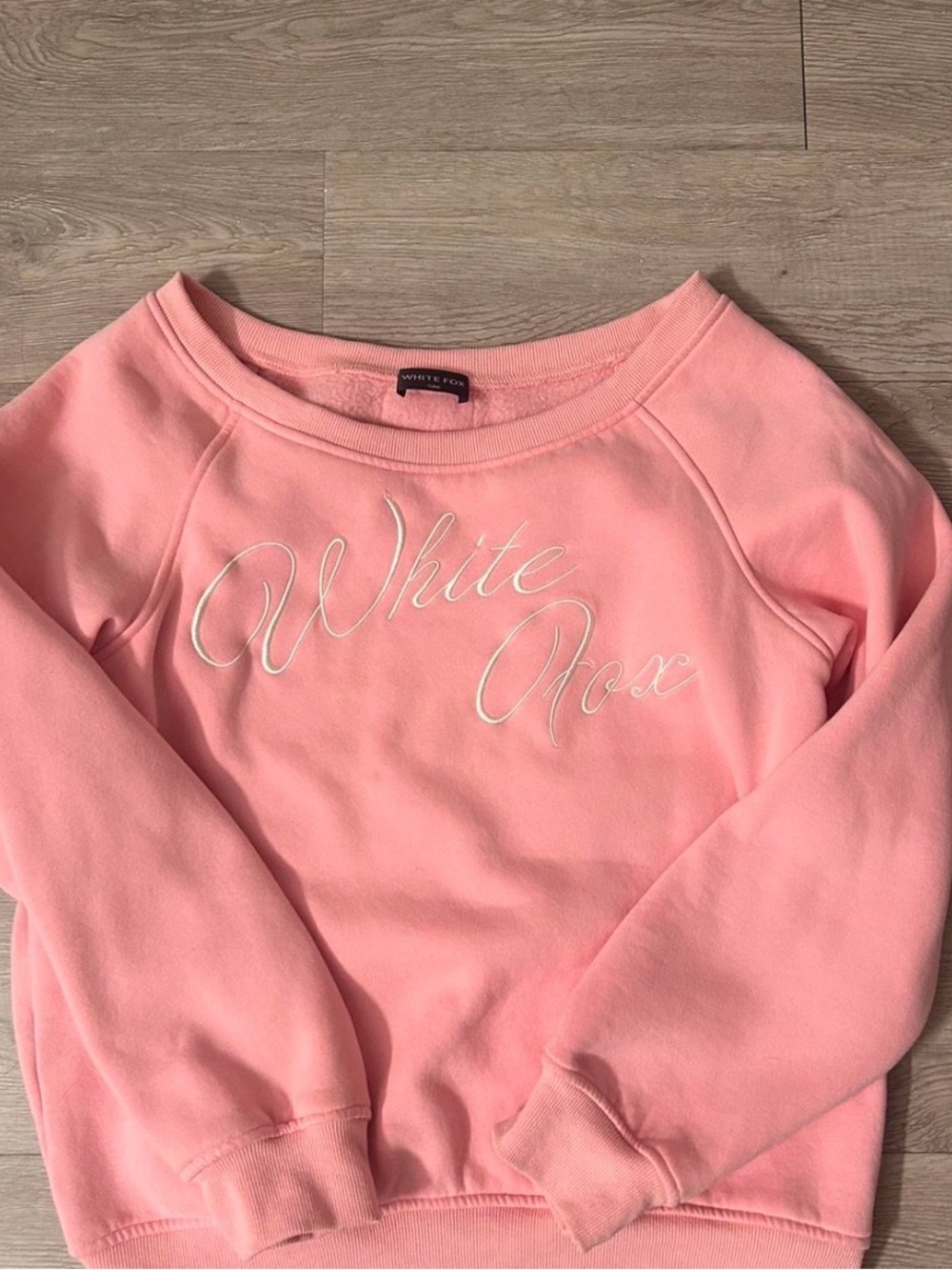 White Fox Boutique Pink Off-the-Shoulder Sweater